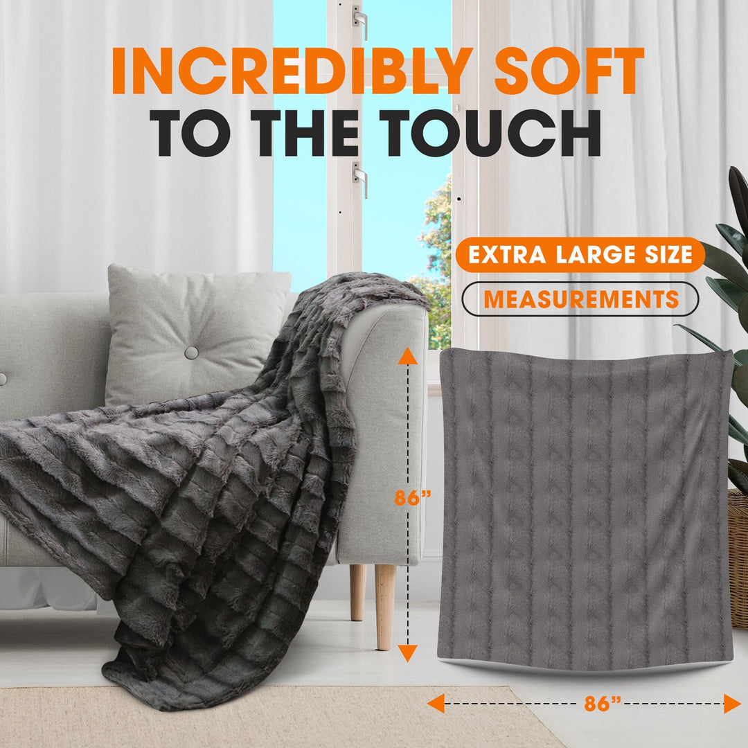 Faux Fur/ Microplush Reversible Throw Blanket