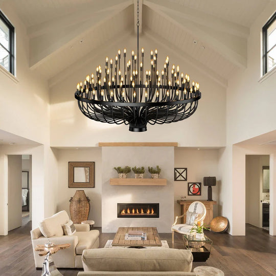 Modern Farmhouse Candle Chandelier Black Large Wagon Wheel Chandeliers