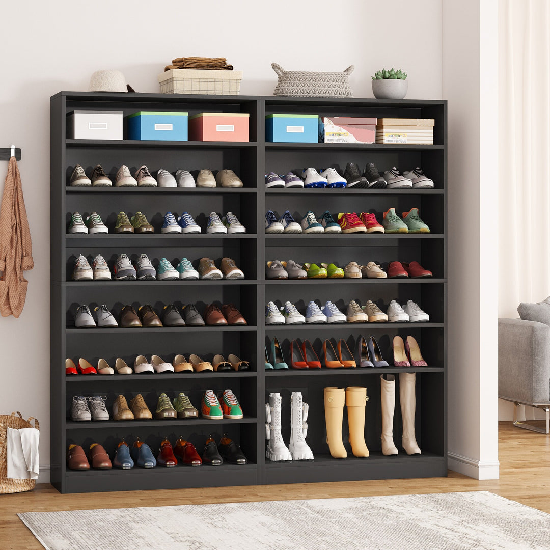 9 Tiers Shoe Cabinet, 40-45 Pairs Heavy Duty Wood Freestanding Shoe Storage Cabinet