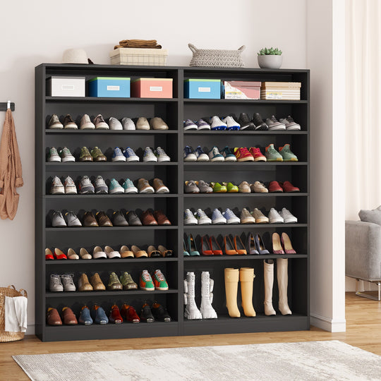 9 Tiers Shoe Cabinet, 40-45 Pairs Heavy Duty Wood Freestanding Shoe Storage Cabinet