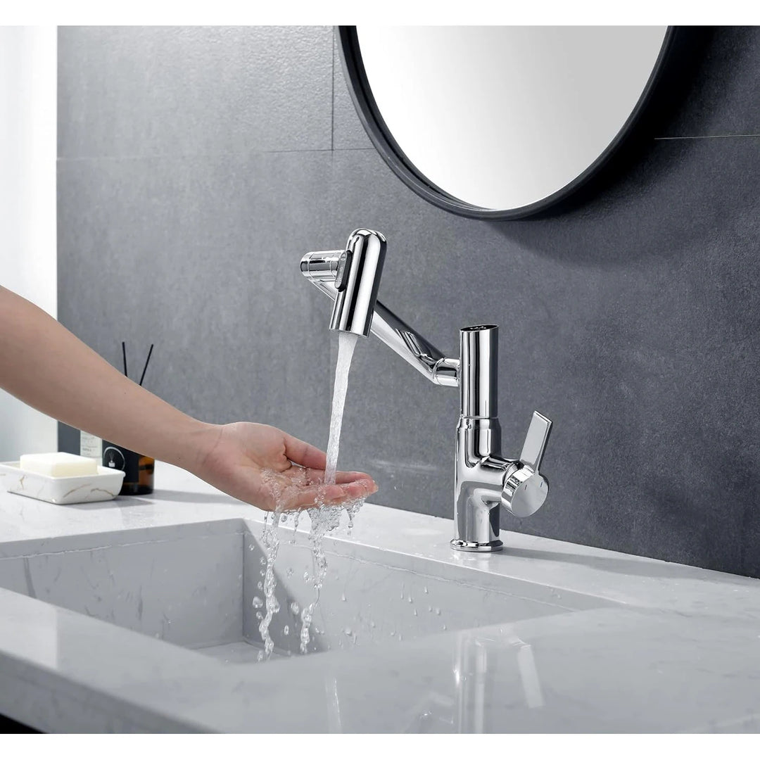 Rotatable Bathroom Faucet with Temperature Display in Fahrenheit (Batteries-Free), BF2204