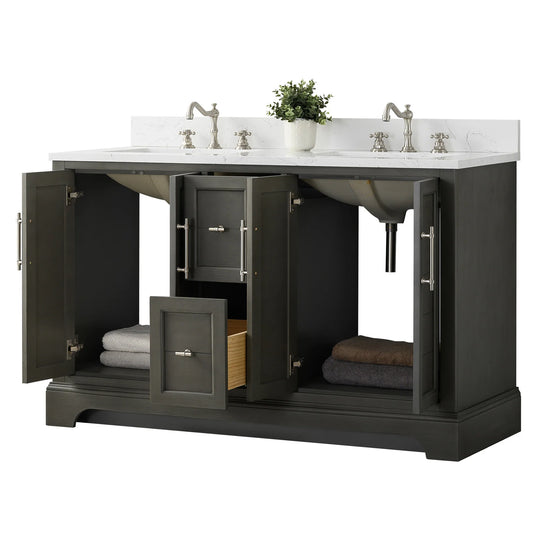 54" Double Sink Bathroom Vanity with Top & Backsplash