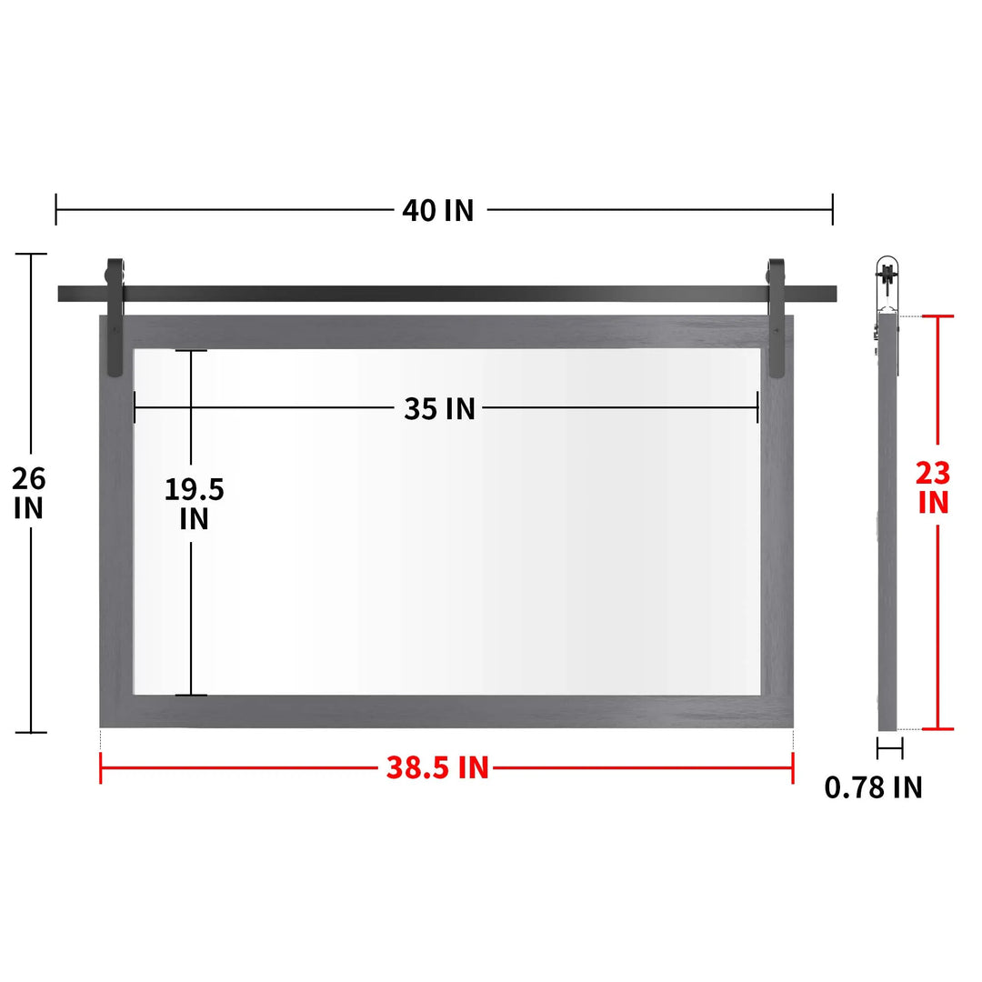 Farmhouse Barn Door Solid Wood Frame Bathroom Vanity Wall Mirror