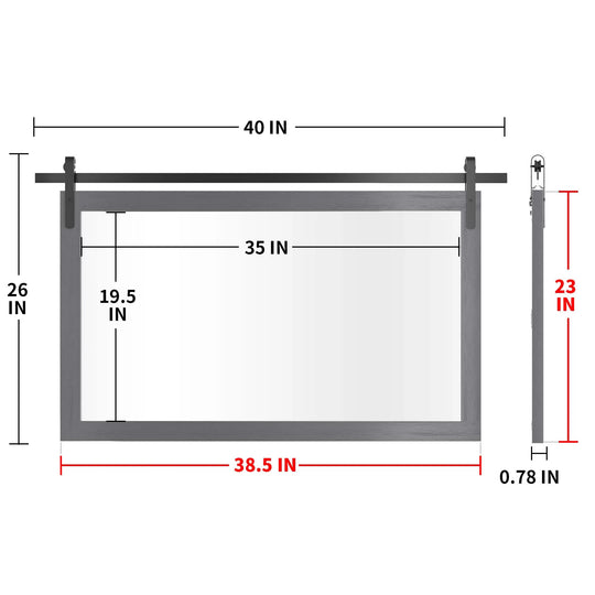 Farmhouse Barn Door Solid Wood Frame Bathroom Vanity Wall Mirror