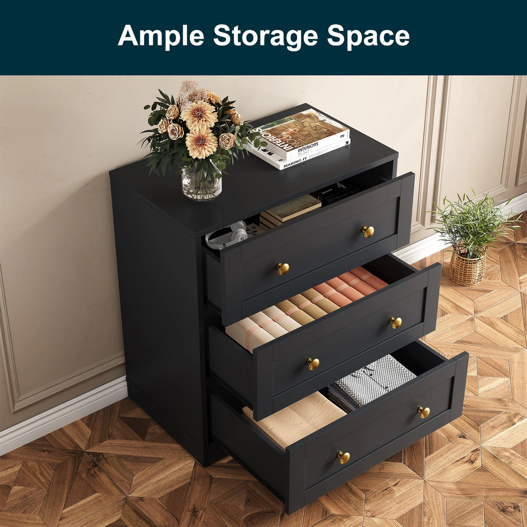 Set of 2 Modern Nightstands with 3 Drawers