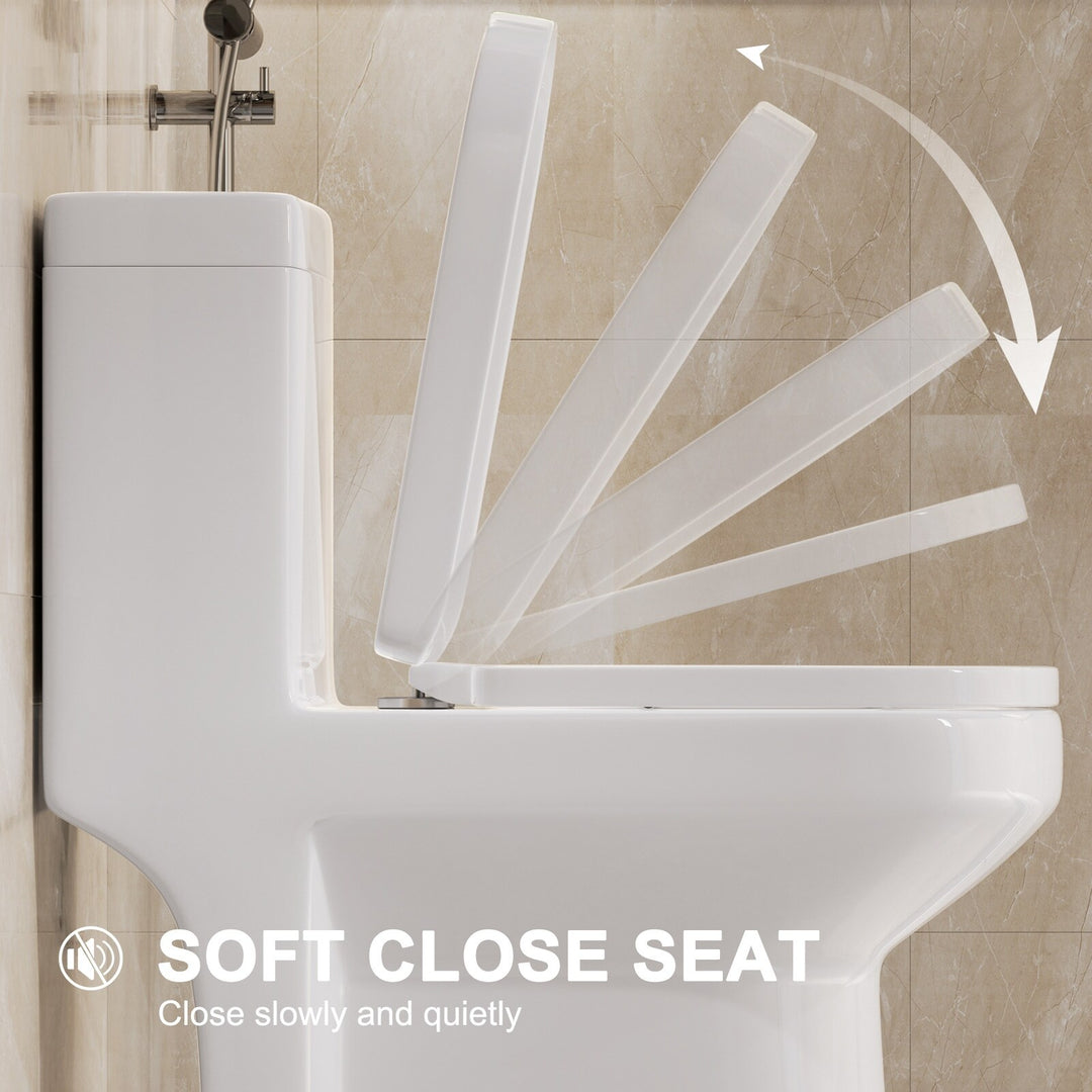 1 Piece Dual Flush Toilet White 0.8 1.28 GPF Seat Included 12 Inch Rough in - N/A