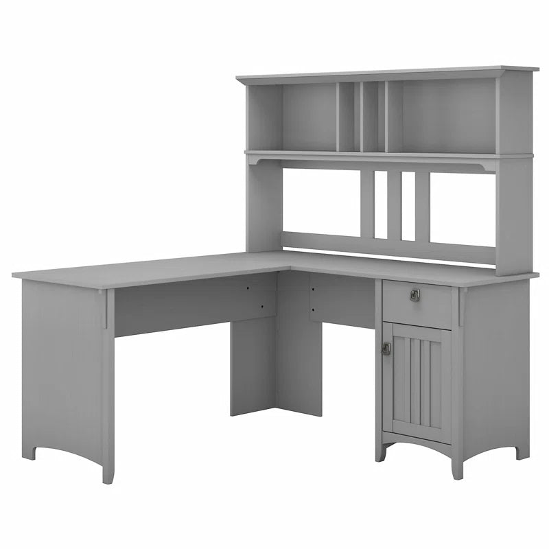 Paelynn L Shaped Credenza Desk with Hutch