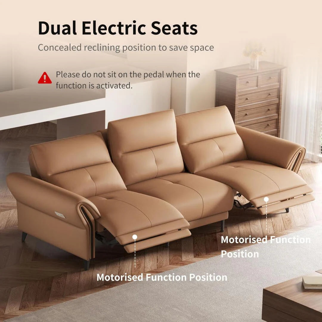 112.5'' Vegan Leather Power Reclining Sofa with USB Charging Port