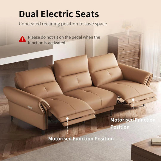 112.5'' Vegan Leather Power Reclining Sofa with USB Charging Port