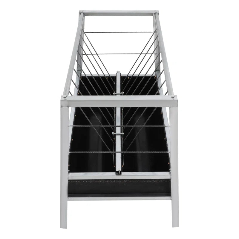 Large Capacity Livestock Feed Trough 2-In-1 Grain& Hay Feeder for Goats Sheep