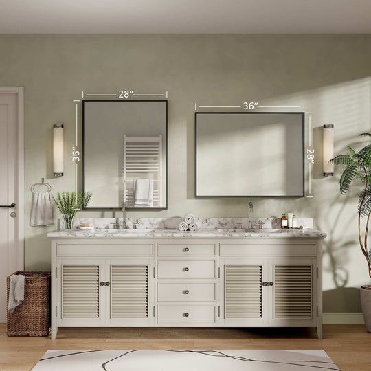 Modern Metal Framed French Cleat Mounted Wall Bathroom Vanity Mirror