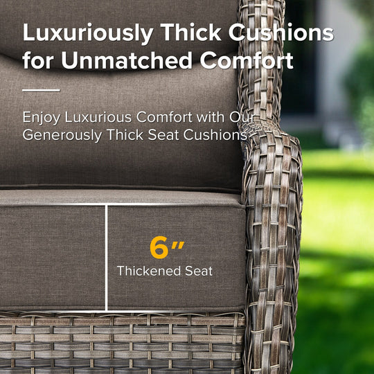 7-Piece Patio Furniture Set with Swivel Glider Chairs, 6-Inch Ultra-Plush Cushions & Water-Resistant Olefin Fabric
