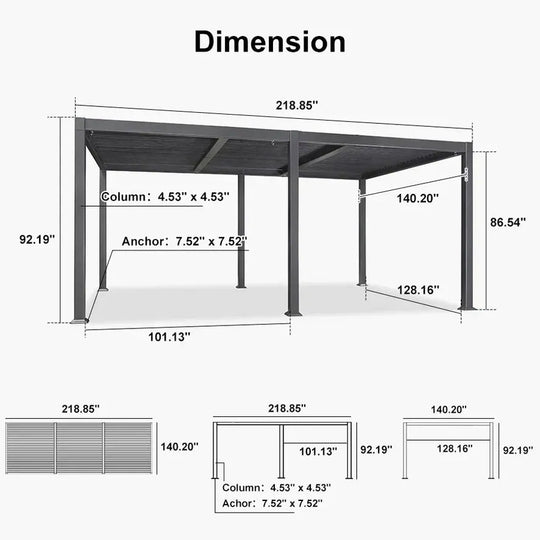Solar Louvered Pergola with LED String Lights Aluminum Outdoor Pergola with Adjustable Roof for Patio Garden