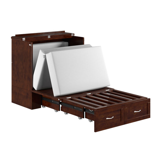 Hamilton Murphy Bed Chest with Mattress and Storage Drawer