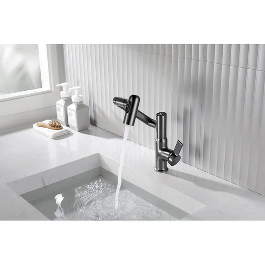 Rotatable Bathroom Faucet with Temperature Display in Fahrenheit (Batteries-Free), BF2204