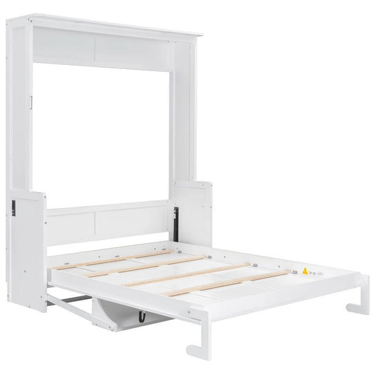 Queen Size Murphy Bed with Fold-Down Desk, Dual LED Lights & Built-In USB Power Station