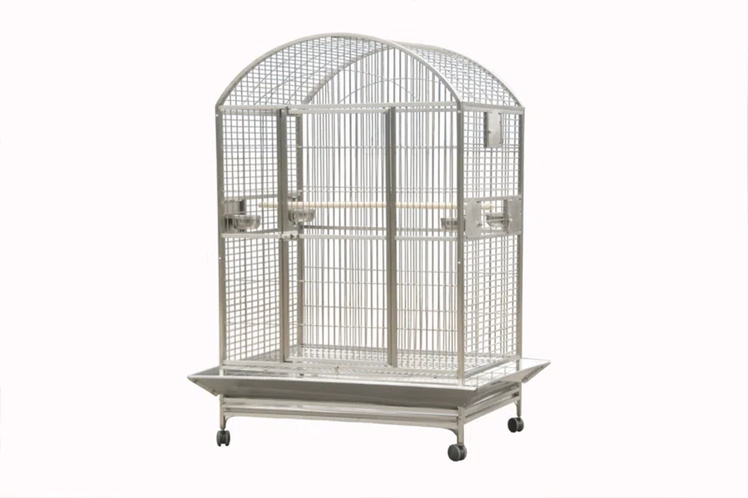 Chree 76'' Iron Dome Top Floor Bird Cage with Wheels
