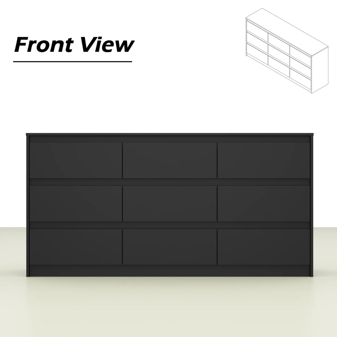 63"W 9 Drawer Dresser Accent Dresser for Living Room Bedroom Chest