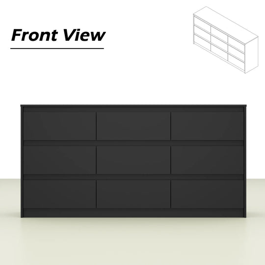 63"W 9 Drawer Dresser Accent Dresser for Living Room Bedroom Chest
