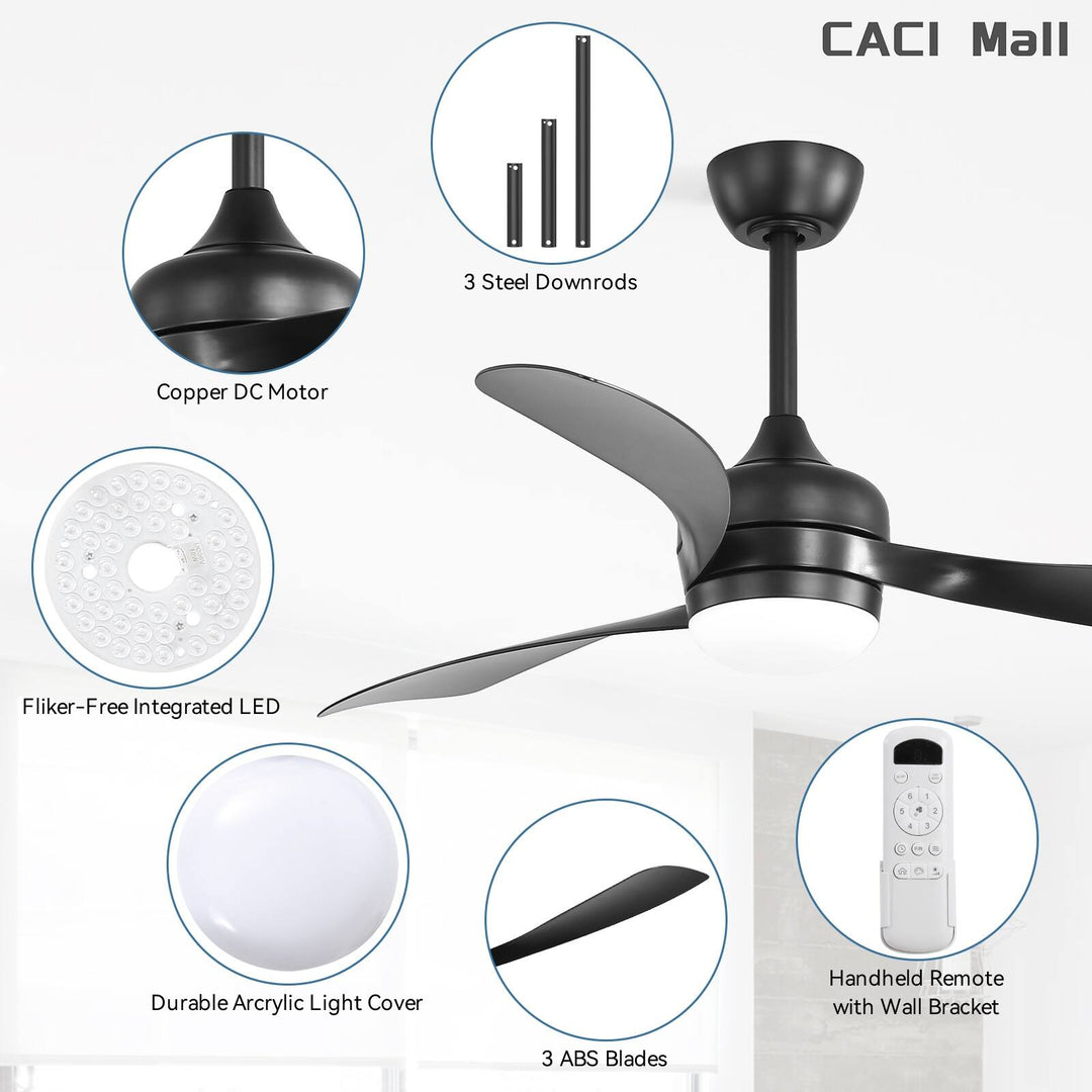 Sofucor 52/60 Inch Ceiling Fan with Integrated LED Light and Remote Control Quiet DC Motor