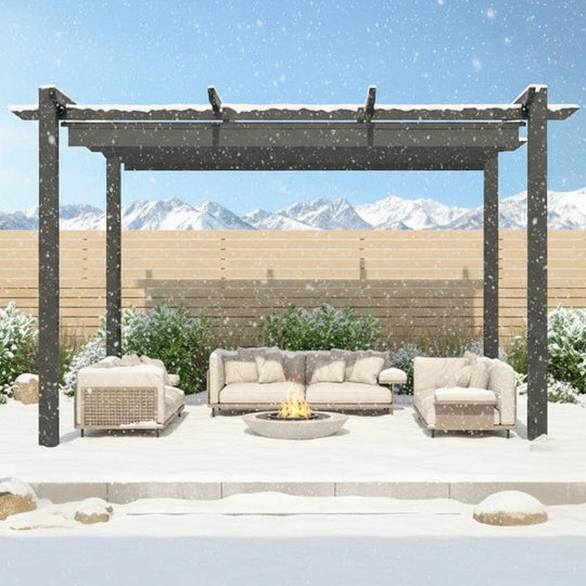 10' X 13' Outdoor Pergola with Retractable Canopy, Heavy-Duty Metal Frame and Adjustable Patio Shade Roof