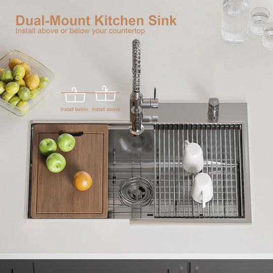 Stillsteel 33 In. Drop-In Single Bowl 18-Gauge Stainless Steel Workstation Kitchen Sink with Accessories