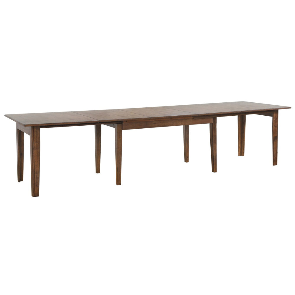 Extendable Dining Table Set for 12 - 9 Piece Rectangular Table & Chair Set - Amish Brown Finish