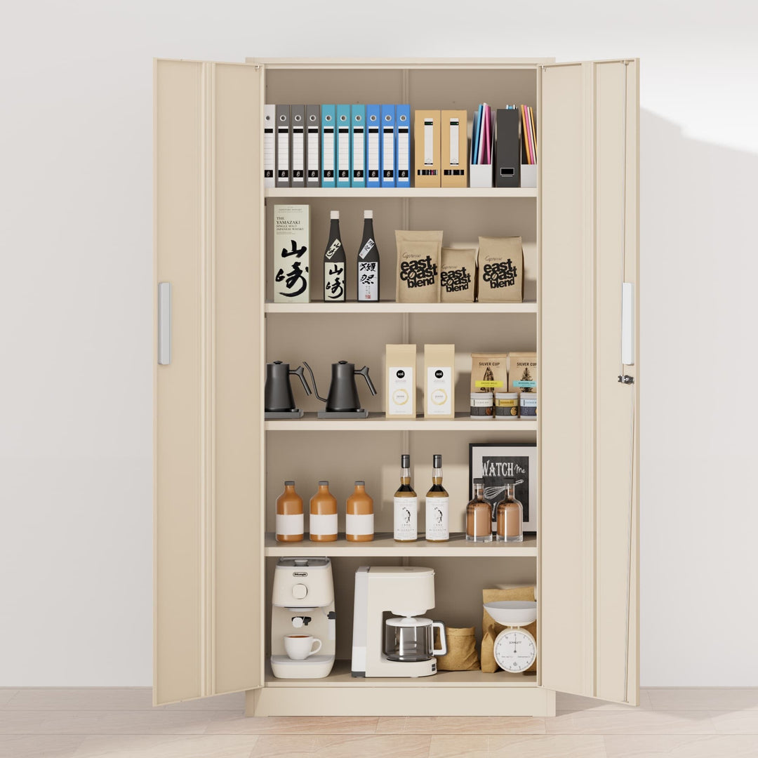 71'' H Metal Garage Storage Work Cabinet with Locking Doors and Adjustable Shelves