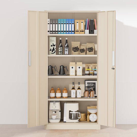 71'' H Metal Garage Storage Work Cabinet with Locking Doors and Adjustable Shelves