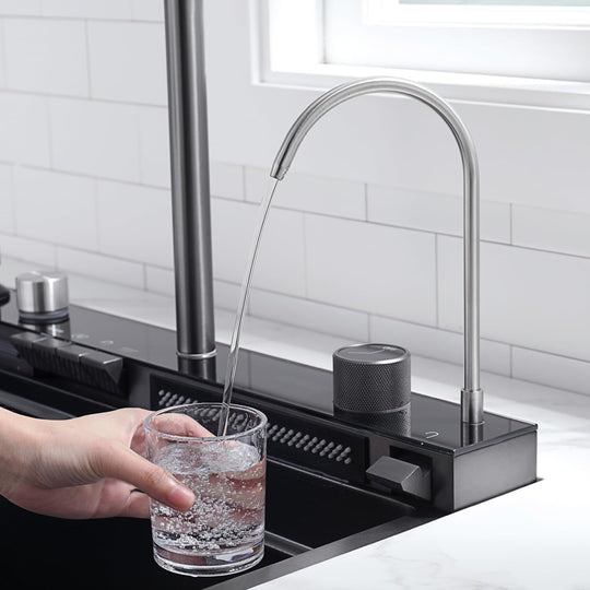 304 Stainless Steel Waterfall Kitchen Sink Set with Pull-Down Faucet KS2206 (Series)