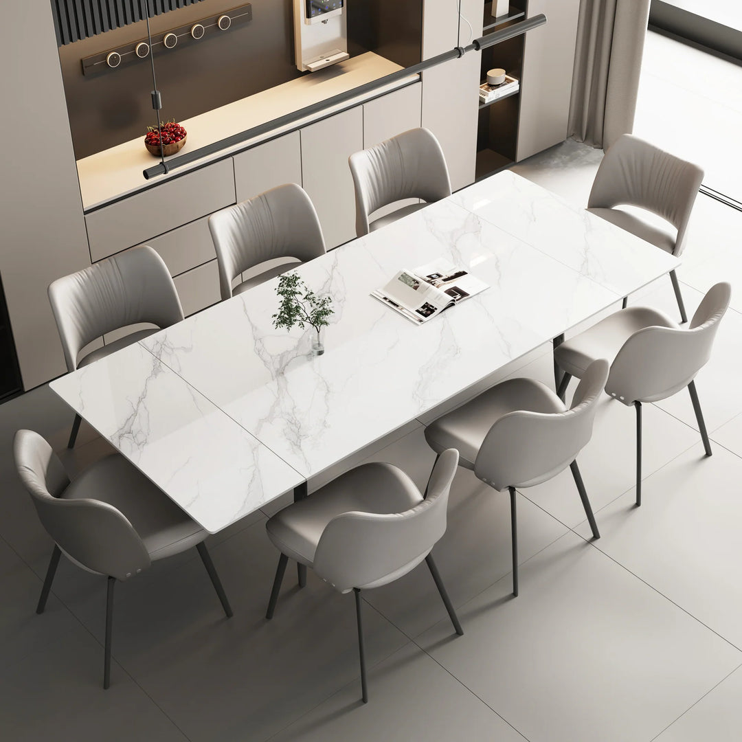 Glossy Slate 63"-95" Extendable Rectangle Dining Table - 94.4"W X 35.4"D X 29.5"H