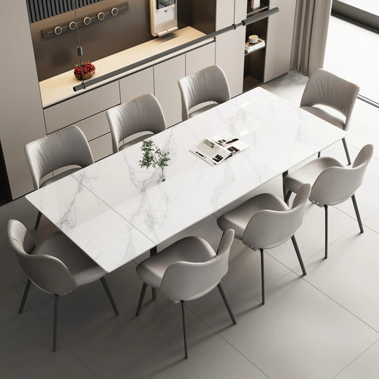 Glossy Slate 63"-95" Extendable Rectangle Dining Table - 94.4"W X 35.4"D X 29.5"H