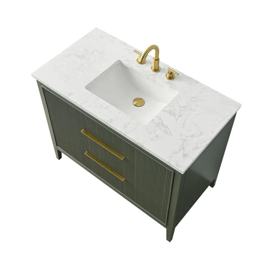 Bilroy Egremt 42'' Single Bathroom Vanity with Engineered Stone Top