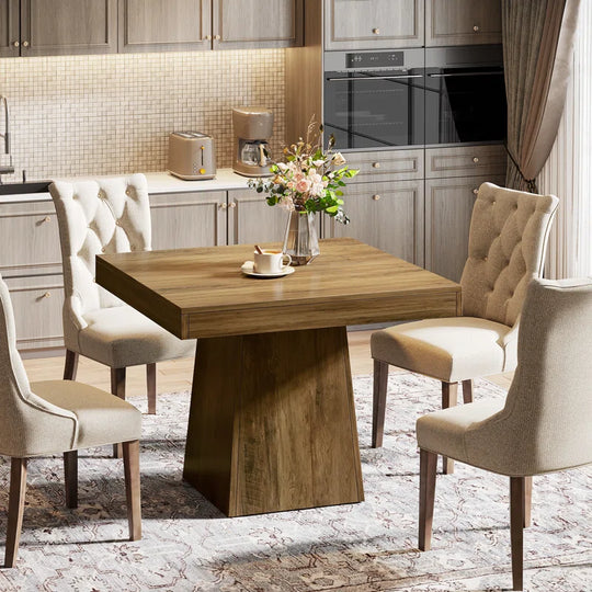 31.5 Inch Square Dining Table, Wood Kitchen Table Small Dinner Table Farmhouse Dining Room Table