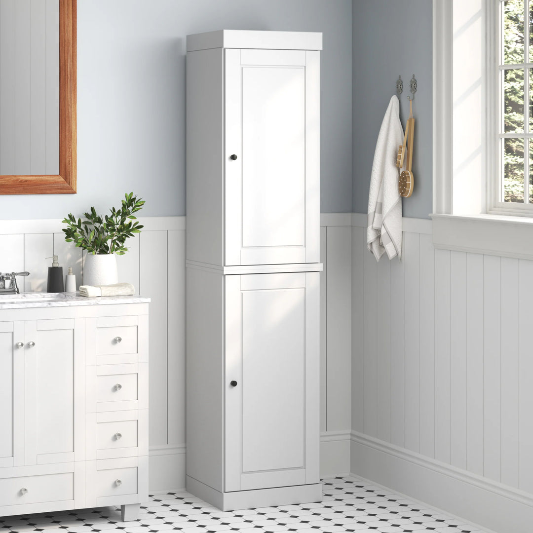 100% Solid Wood Bathroom Storage Cabinet, Adjustable Shelves, 16.5" Wide, 35.75" Tall