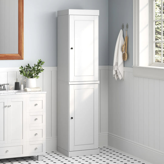 100% Solid Wood Bathroom Storage Cabinet, Adjustable Shelves, 16.5" Wide, 35.75" Tall
