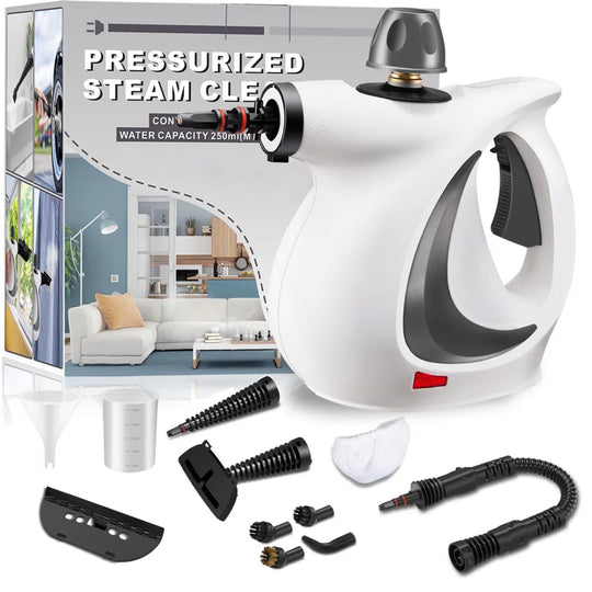 Handheld Steam Cleaner, Portable Steamer with Large Capacity,11-Piece Accessory Set for Floor, Car, Carpet, Upholstery, Couch, Tile, Windows Cleaning
