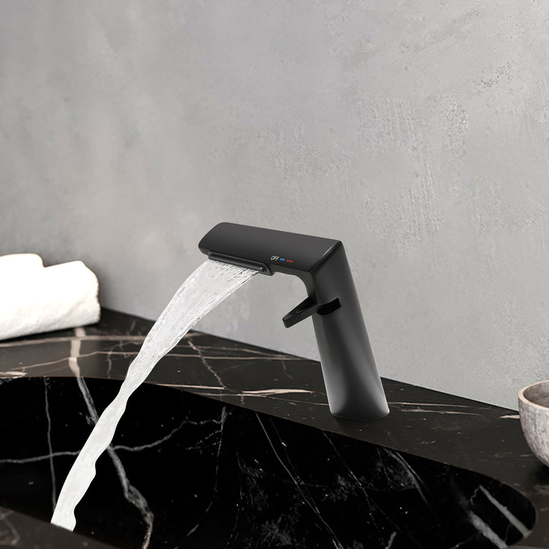 6.2"H Solid Brass Bathroom Waterfall Sink Faucet