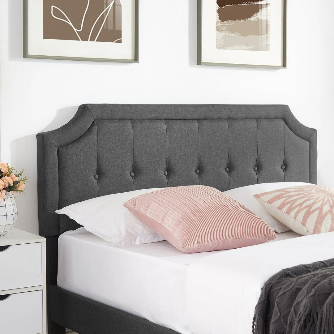 Javlergo Modern Upholstered Bed Frame with Height Adjustable Headboard Heavy-Duty Frame No Box Spring Needed