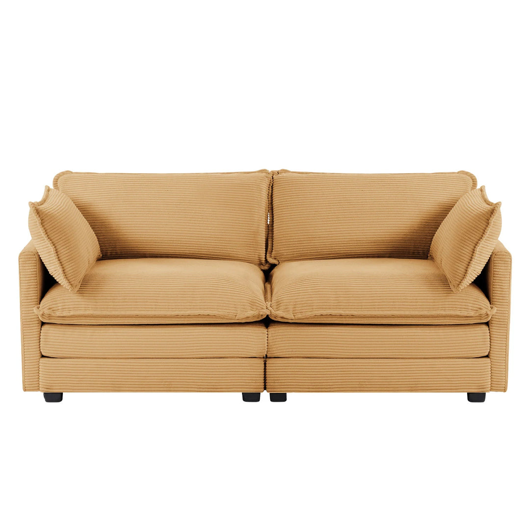 Corduroy Sectional Sofa with Removable Ottomans & Ultra-Soft Cushions for Living Room & Bedroom