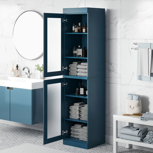 100% Solid Wood Bathroom Storage Cabinet, Adjustable Shelves, 16.5" Wide, 35.75" Tall