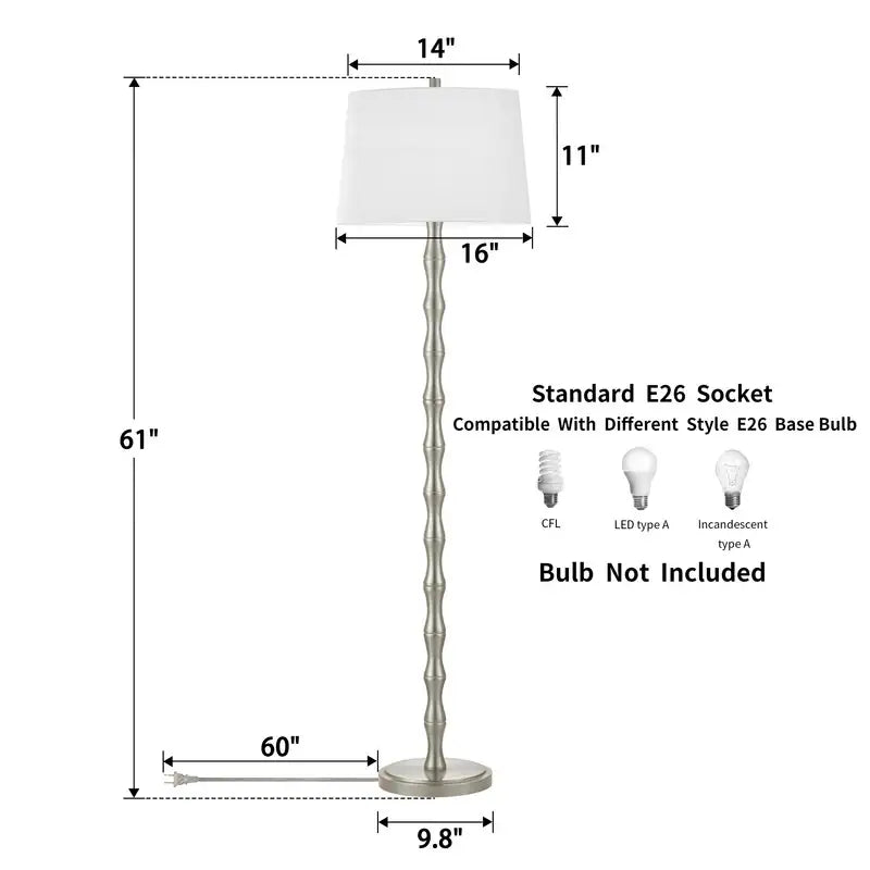 61'' Floor Lamp with Fabric Drum Shade