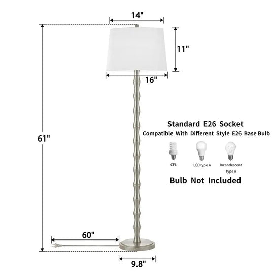 61'' Floor Lamp with Fabric Drum Shade