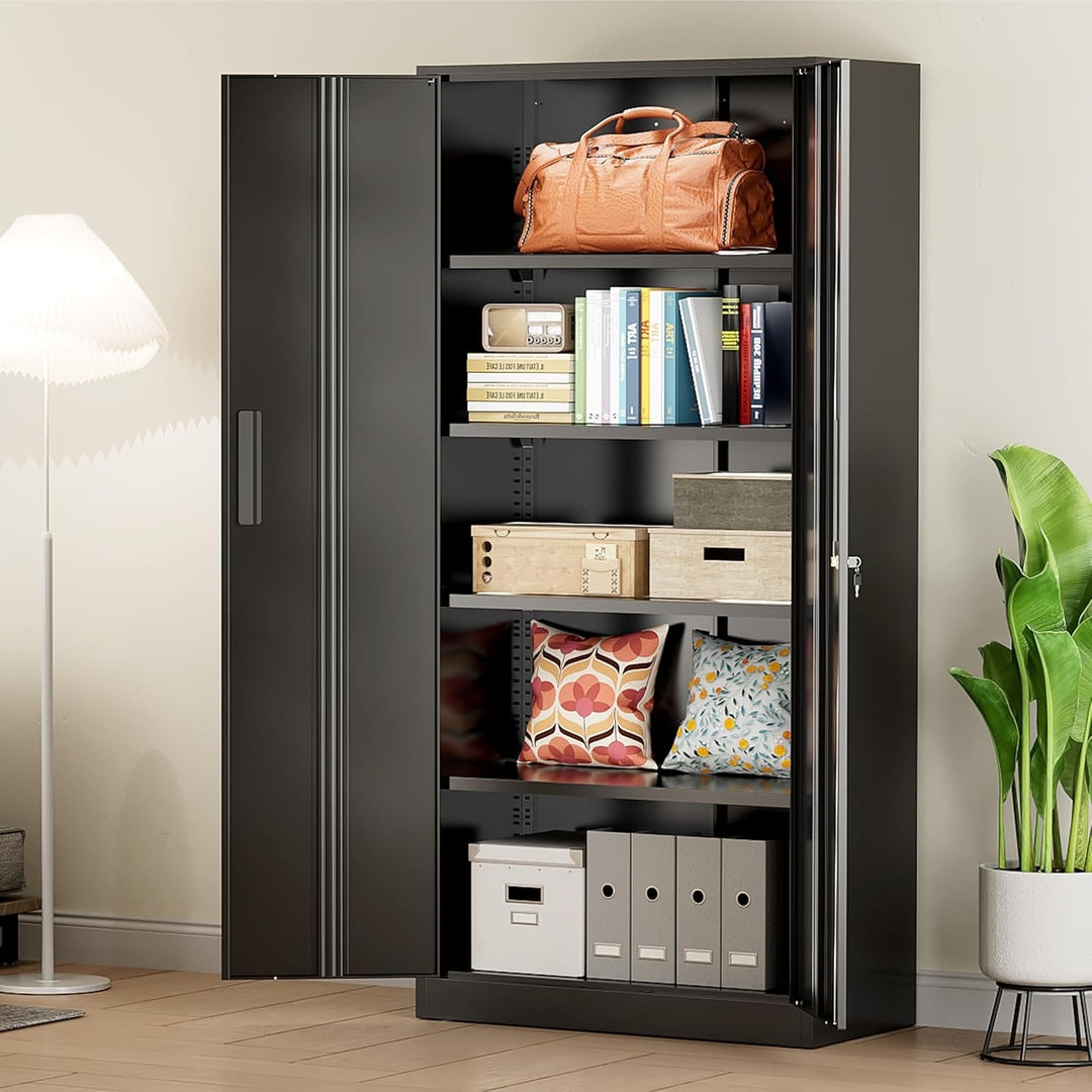 71'' H Metal Garage Storage Work Cabinet with Locking Doors and Adjustable Shelves