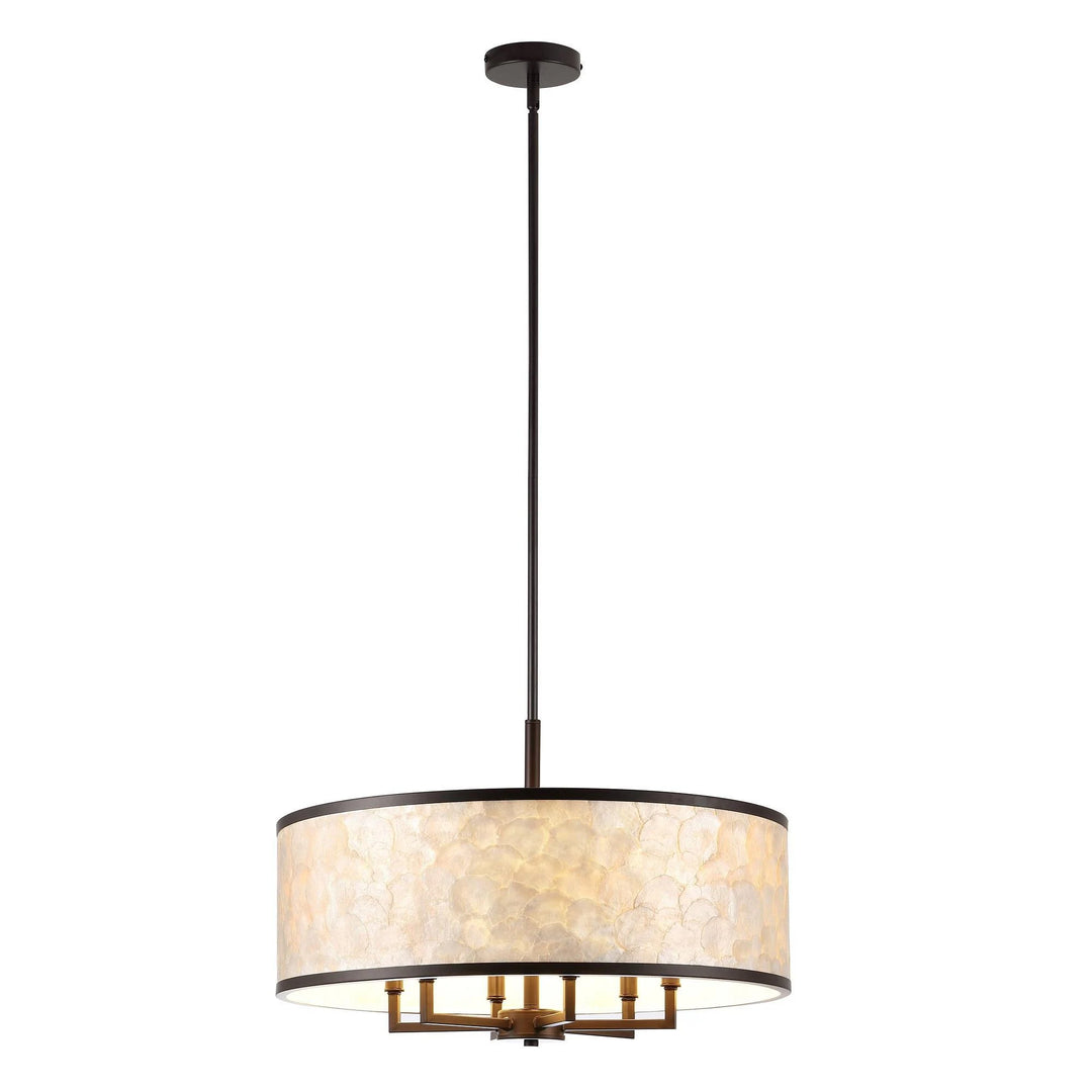 Getledel 24-Inch 6-Light Capiz Shell Drum Chandelier