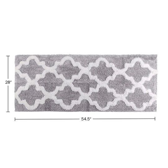 Freida 24X60-Inch Cotton Bathroom Rug with Trellis Pattern and Non-Slip Base - Machine Washable