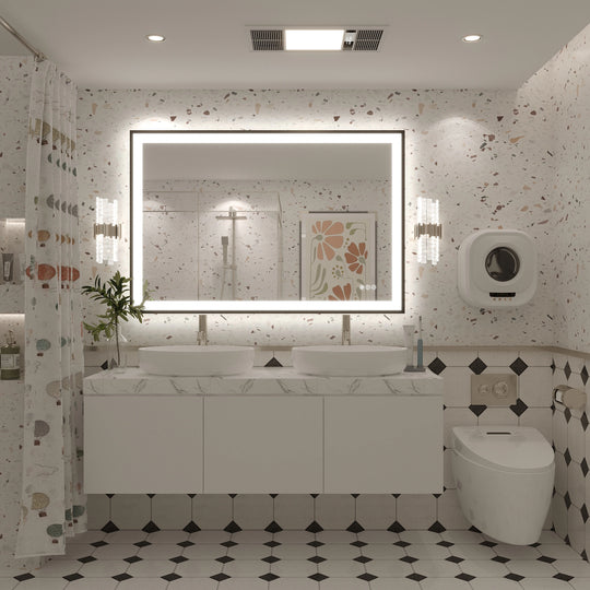 Extra Large Black Frame LED Bathroom Vanity Mirror with 3 Years Warranty and UL Certified