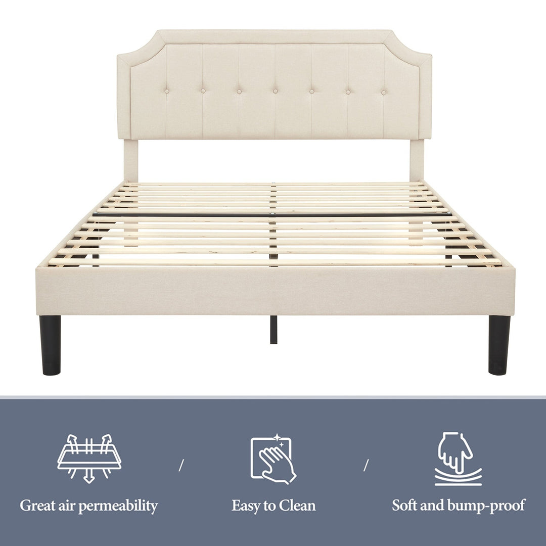 Javlergo Modern Upholstered Bed Frame with Height Adjustable Headboard Heavy-Duty Frame No Box Spring Needed