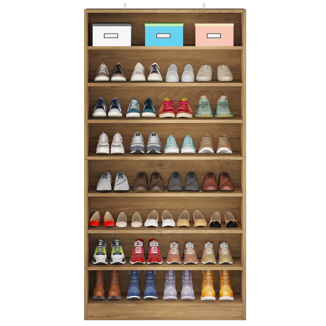 9 Tiers Shoe Cabinet, 40-45 Pairs Heavy Duty Wood Freestanding Shoe Storage Cabinet