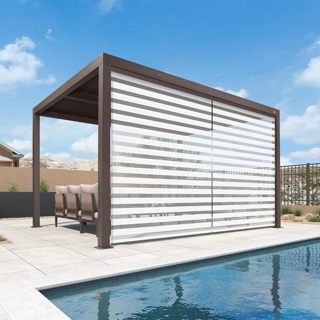 Bronze Louvered Pergola with Adjustable Roof for Deck Backyard Garden Hardtop Gazebo